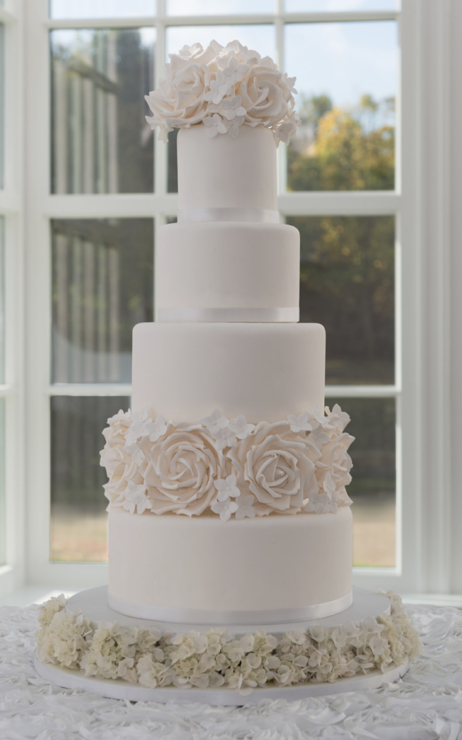 St helens Modern vintage white rose hydrangea wedding cake