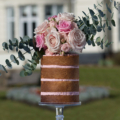 Naked single tier wedding cake