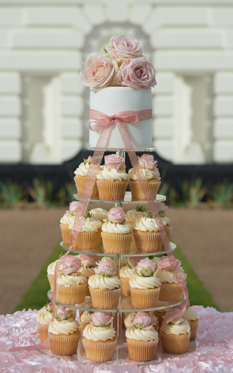 cupcake tower & cakes - custom decorated cupcakes beautifully displayed