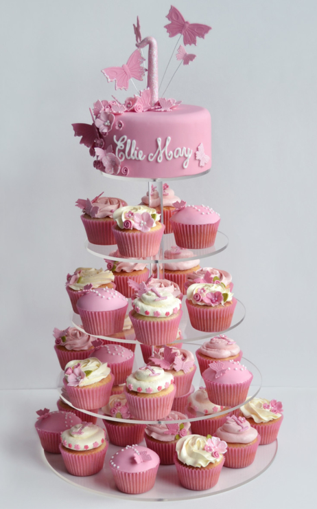 Girls 1st Birthday Cake cupcake tower