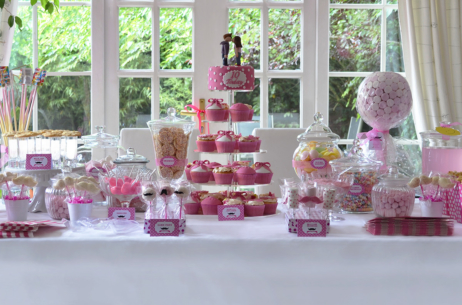 candy buffet sweet table pink