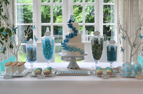 candy buffet sweet table blue