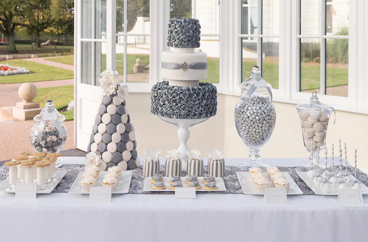 candy buffet sweet table silver