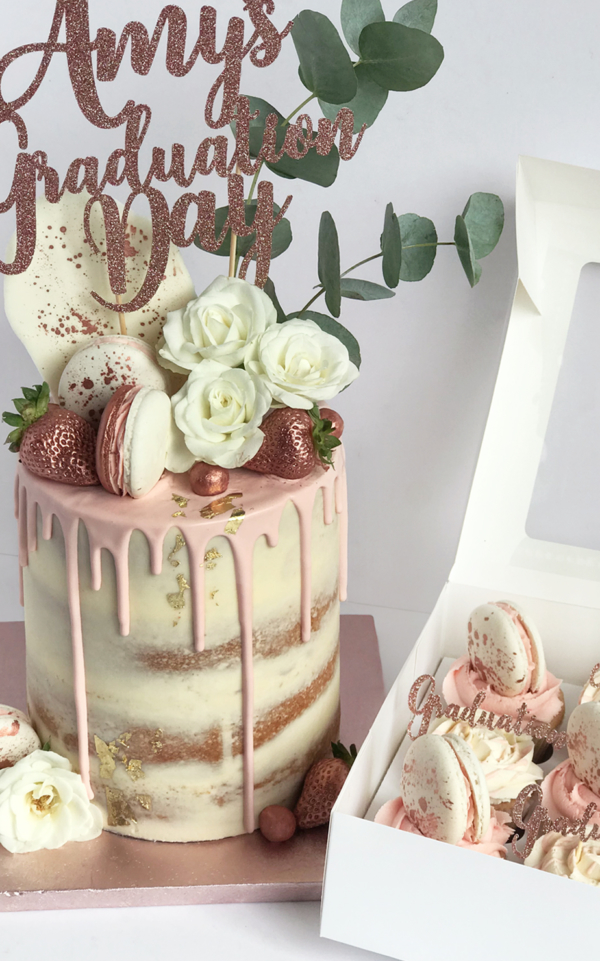 graduation cake, luxury drip cakes Antonias cake shop Merseyside