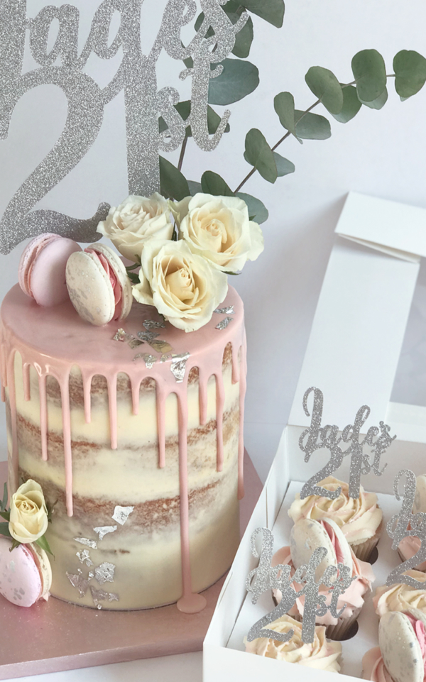 21st birthday cake, luxury cakes matching cupcakes ...